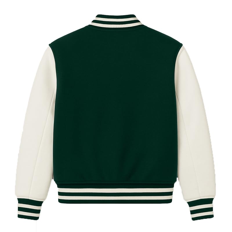 Image of Koverify Cotton Blend Standard Length Long Sleeves Winter Wear Solid Varsity Jacket For Men
