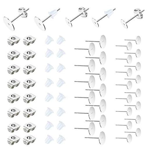 450PCS Earring Posts Stainless Steel Flat Pad,Hypoallergenic Stud Earrings with Butterfly and Rubber Bullet Earring Backs for Jewelry DIY Making Findings (Silver) (Silver)