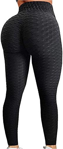 SEASUM Women's High Waist Yoga Pants Tummy Control Slimming Booty Leggings Workout Running Butt Lift Tights M A-Black