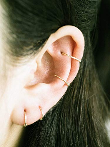 14K Solid Gold Jewelry 8Mm Open Round Circle Tragus Cartilage Snug Inner Outer Conch Daith Helix Ear Segment Clicker Huggie Hoop Ring Piercing Earring For Women #TOP6