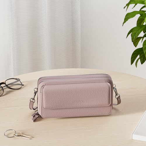Image of Lanyani RFID Crossbody Wallet Wristlet Purse with Phone Pocket For Women Vegan Leather