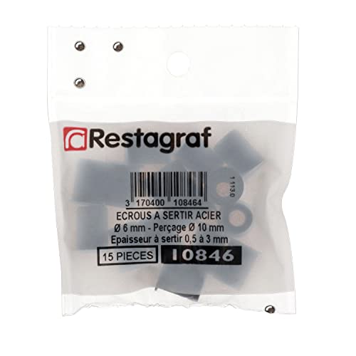 Crimpmutter aus Stahl, rund, für Fahrzeuge Renault, M6-1.00, 0,5-3 mm, Blechstärke, 15 Stück