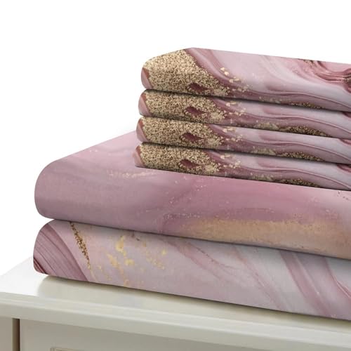 Housse de Couette Rose Marble Imprimé 3D de Qualité Supérieure Linge de Lit Abstrait