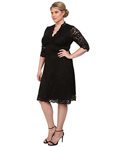 Kiyonna Women's Scalloped Boudoir Dress, Black Lace/Black Lining, 3X #TOP1