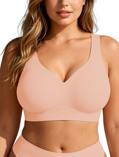 soft intention Soft Intention Jelly Bras for Women Wireless No Underwire Push Up Support Seamless Full Coverage Plus Size T-Shirt Bra S-6XL