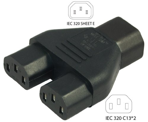 Adaptador IEC C14 Macho a dos IEC C13 Hembra miniatura 3