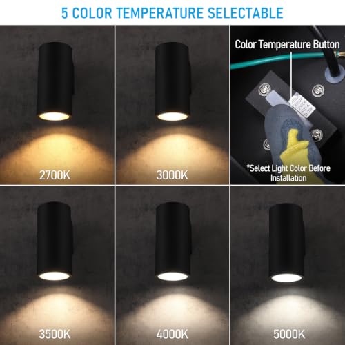 Image of LEONLITE 2-Pack 12 Inch 5CCT Integrated Cylinder LED Down Light Outdoor