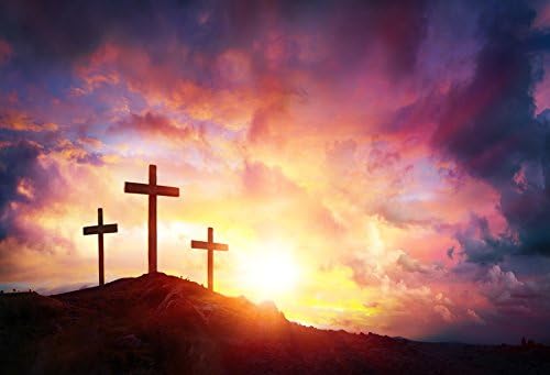 Jesus Christ Cross Photography Background 7x5ft Sunrise Tomb Sunset Mountain Crucifix Worship Pray Backdrop Christmas Easter Birth of Jesus Backdrops