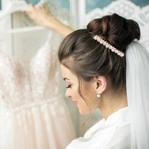 Image of PALAY 2Pcs Hair Clips for Women Pearl Rhinestone Rose Gold Metal Hair Comb Clips Pins, Stylish Decorative Hair Accessories for Bun, Ponytail, Bridesmaid Wedding, Party & Daily Hairstyles
