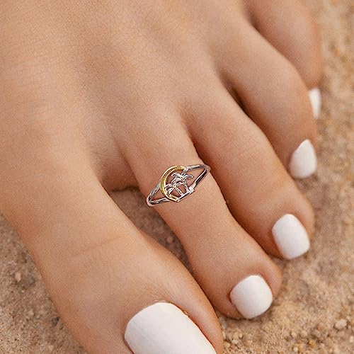 CHIC & ARTSY Toe Rings 925 Sterling Silver Palm Trees Toe Rings for Women Open Toe Rings Adjustable Cuff Toe Rings Beach Toe Finger Rings - Thumbnail 3