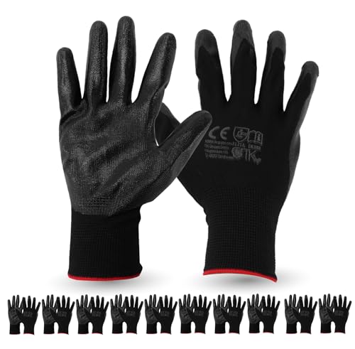 Arbeitshandschuhe Mit Latexbeschichtung (24 Paar) – Griffig, Elastisch, Für Garten & Bau, Größe L