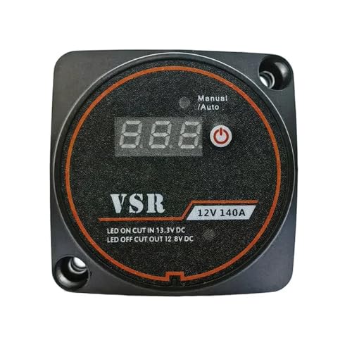 Voltage Sensitive Relay Dual Battery System Digital Display VSR 12V 140A Split Charge for Camper Car RV Yacht Smart Isolator(Digital Display)
