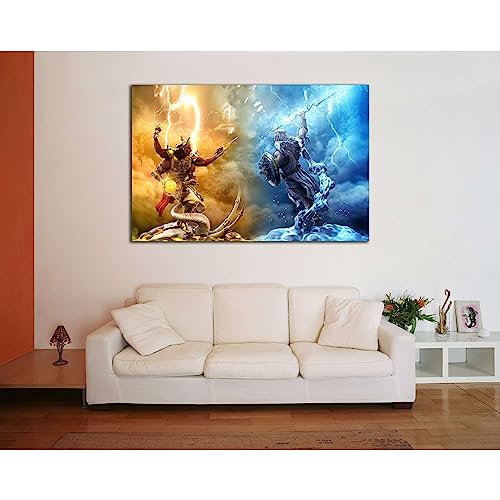 Lienzo impreso de Indra vs Zeus cuadro texturizado premium ZELLART 60x40