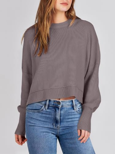 Image of ANRABESS Cropped Sweaters for Women Long Sleeve Oversized Fall Outfits