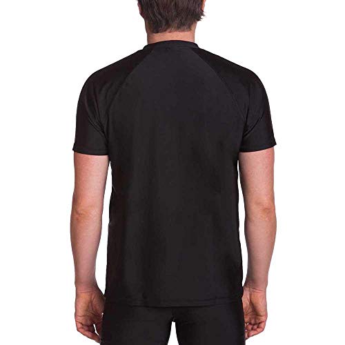 iQ-UV Shirt für Herren mit UPF 50+ Schutz Schwarz XL - Loose Fit Kurzarm Schwimmshirt für Herren mit UV-Schutz - Schnelltrocknendes Surf- & Badeshirt UV für Männer - TÜV & Oeko-TEX 100 geprüft