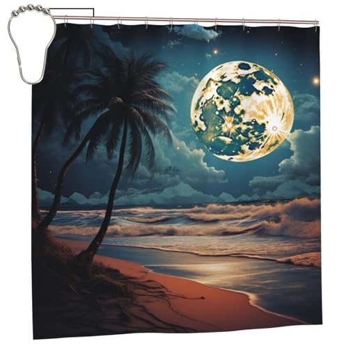 Rideau de douche imperméable 183x183 moderne motif lune - 3
