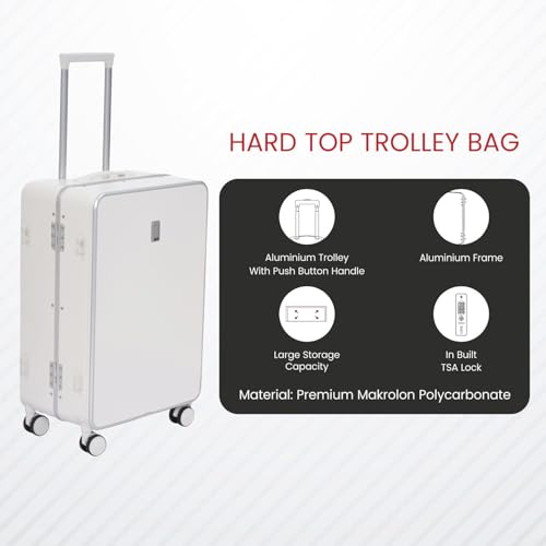 Image of SWISS MILITARY Black Gold Collection Hard PC Cabin & Check-in Luggage Trolley Set of 2 (55cm Small & 65cm Medium) Suitcase with TSA Lock, 360 Wheels, Ideal for International Travel (44L,70L) White