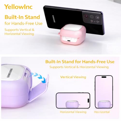 Image of Hybrid Lock Clear Case Cover for Samsung Galaxy Buds 4 and 4 Pro with Phone Stand & Carabiner (White, Transparent with Stand)