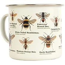 Gift Republic Bee Enamel Mug Outdoor Camping Mug Large Metal Coffee Cup Honeybee Nature Garden Hiking Gift Cute Design Durable Drinking Cup 500ml