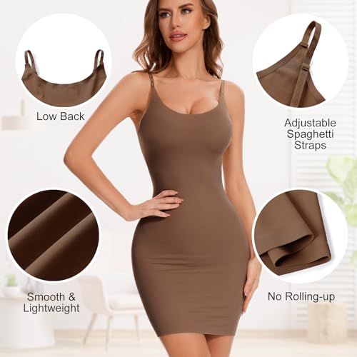 Image of Womens Shapewear Slips for Under Dresses Tummy Control Slip Dress Seamless Full Body Shaper