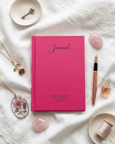 Image of Unruled Premium Hardcover Journal Notebook | Weekly Summary, To-Do Lists & Goal Planner | Undated Productivity Journal | A5 Size, Smooth Writing Pages | 100gsm Thick Paper, 80 Sheets /160 Pages Per Book | Elegant Notebook for Work, Study & Personal Planning (PINK, Unruled)