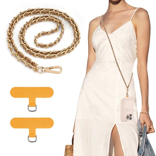 TiMOVO Universal Phone Lanyard, Metal Cell Phone Chain Anti-Theft Crossbody Strap for iPhone 17, 16 Series and Most Smartphones, Cell Phone Neck Holder for Women, Khaki