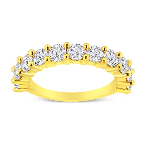 Haus of Brilliance 14K Yellow Gold Plated .925 Sterling Silver 1.00 Cttw Round-Cut Diamond 11 Stone Wedding Band Ring (J-K Color, I1-I2 Clarity) - Size 6