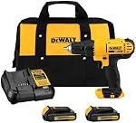 DEWALT 20V MAX Cordless Drill/Driver Kit, Compact Drill with LED Light, with 2 Batteries and Charger (DCD771C2)