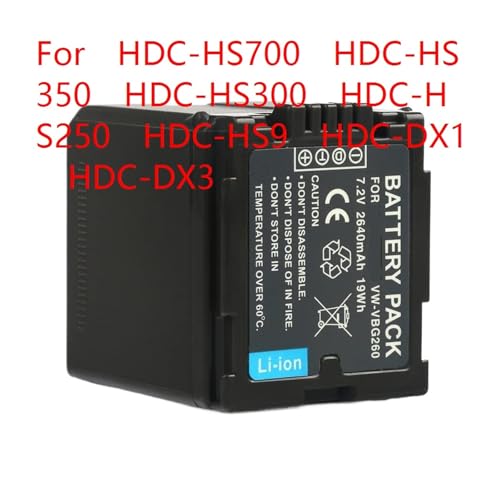 Batería VW-VBG260 compatible con Panasonic HDC-HS9 de 2640 mAh para videocámara digital 2