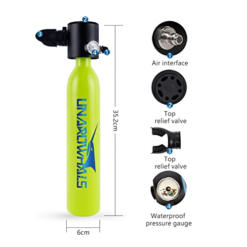 UNAROWHALS NS5000PlusA Mini Scuba Gear with 0.5L Mini Scuba Tank, 180 Degree Panoramic HD View Anti-Fog & Anti-Leak Full Face Snorkeling Mask with Camera Mount and Connectable with Scuba Diving Tank - Thumbnail 3