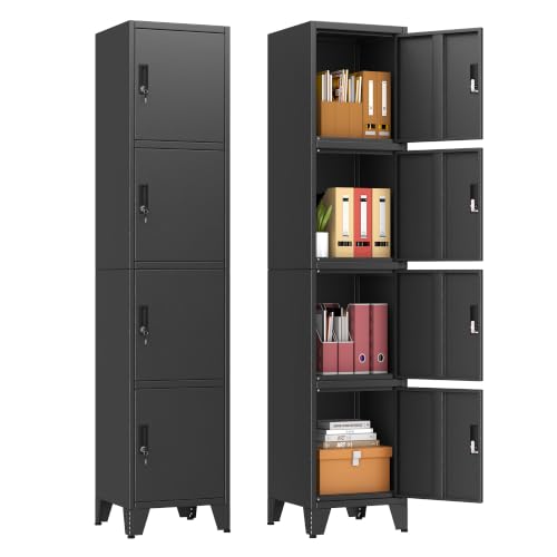Image of 4 Tier Metal Storage Locker, 70.86 inch Narrow Vertical Steel File Cabinet