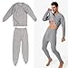 Kikumi Traceless Men's Thermal Underwear Set Warm Comfortable Lightweight Round Neck Long Top and Knickers, bright grey (ral 7035), One Size