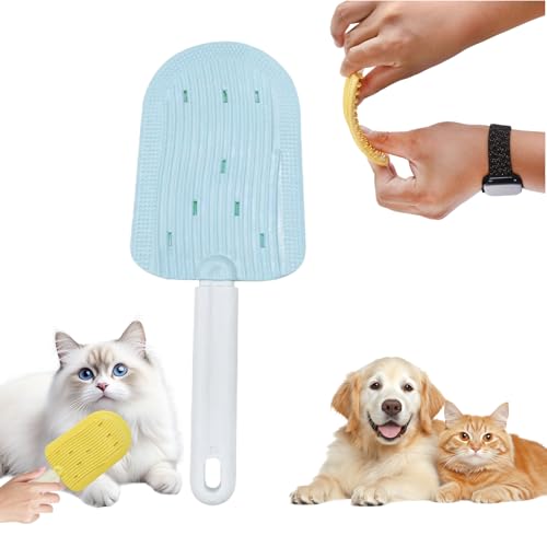 Image of Pet Ice Cream Massage Comb, Cat Double-Sided Grooming Brush, Cat Tongue Brush for Cats Grooming Easily Removes Fur Reducing Hairballs (Blue)