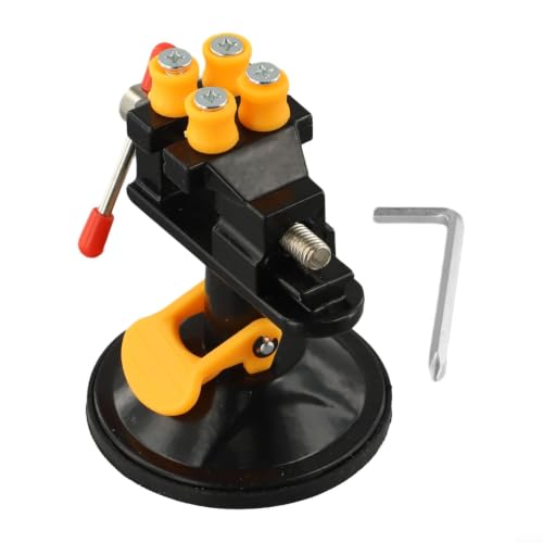 Image of Portable Swivel Vice with Suction Base Rotating Table Clamp Aluminium Alloy Locking Mechanism for Drill Press Desktop Workshop 0-30mm Capacity(Black)