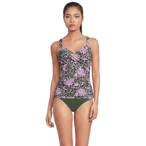 Lands' End Women's Wrap Underwire Tankini Top Swimsuit 6 Orchid Meadow Ditsy Floral