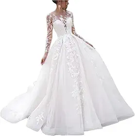 Vestidos de casamento boho de tule para noiva 2026 Boho Beach elegantes apliques de renda vestidos de baile com mangas PS033