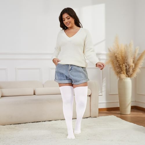 Image of Plus Size Thigh High Socks for Women Thick Thighs Cotton Knit Extra Long Over the Knee Leg Warmer