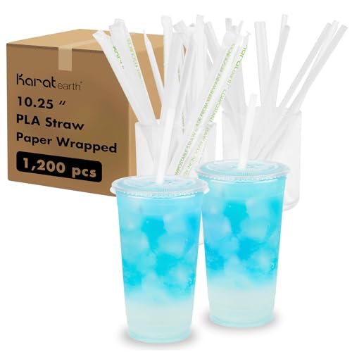 Karat Earth Pitillos Desechables 10.25" PLA Jumbo Smoothie 1200 ct miniatura 1