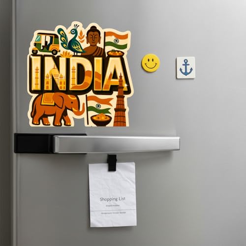 Image of Souvenir Fridge Magnet | 4x3 Inch Collectible Travel Decor | Strong & Durable Refrigerator Magnet with Iconic Landmarks for Travelers (India)