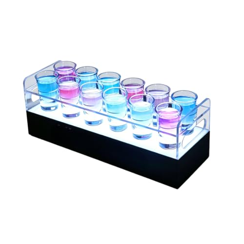 MENDRIO LED �����V���b�g�O���X 6 �Z�b�g 30ml ����z���_�[�t�� �����J���t�����ؑ� �[�d�� �A�N������ �p�[�e�B�[ �o�[ KTV ���o�p���� (12 ���A�N�����J�b�v�z���_�[ �z���C�g LED �J�b�v�t��)