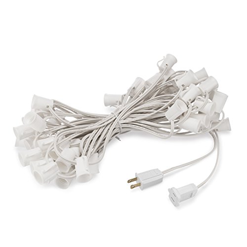 Holiday Lighting Outlet C9 Christmas Light String, Patio Event Lighting, 50', White Cord, 12" Socket Spacing, E17 Holiday Lighting Outlet C9 Christmas Light String, Patio Event Lighting, 50', White Cord, 12" Socket Spacing, E17