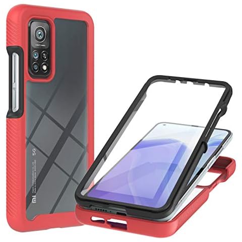 360 Full Body Case for Xiaomi Mi 10T Pro 5G Front and Back Grade 2 Layers Protection Cover with Built-in PE Protector Anti Slip Shockproof Bumper Case Phone Shell Protective for Xiaomi 10T Pro 5G,Red Cover