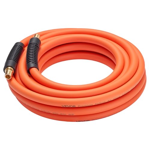 Hose, 300 Psi Kink-resistant Pneumatic Hoses With 1/4-inch Solid Mnpt Bras Fittings, Three-layer Construction, All-weather Flexibility