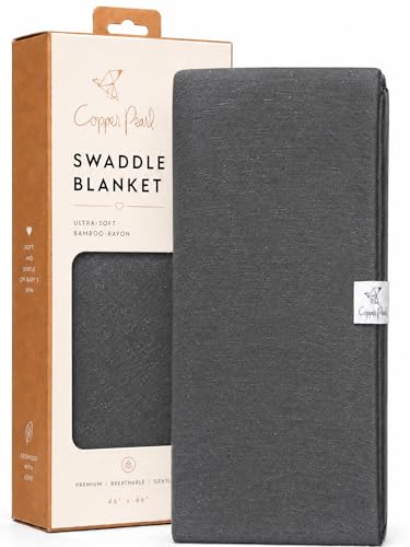 Image of Copper Pearl Swaddle Blankets for Newborns | Soft Stretchy Receiving Blankets for Boys and Girls | Large 46 x 46 Inch Baby Blankets | Lightweight and Breathable Swaddles | Slate