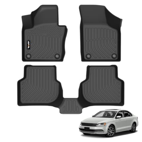 AIPOIL® Floor Mats for 2012-2018 Volkswagen Jetta Fits 1st & 2nd Row TPE All Weather Anti-Slip Floor Liners Full Set Custom VW Jetta Car Mats Accessories, Black