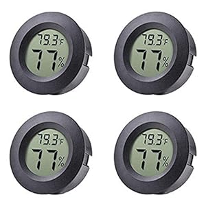 4-pack Mini Hygrometer Thermometer Fahrenheit or Celsius Meter Digital LCD Monitor Indoor Room Round Humidity Temperature Gauge for Humidors Home Humidifiers Car Greenhouse Babyroom
