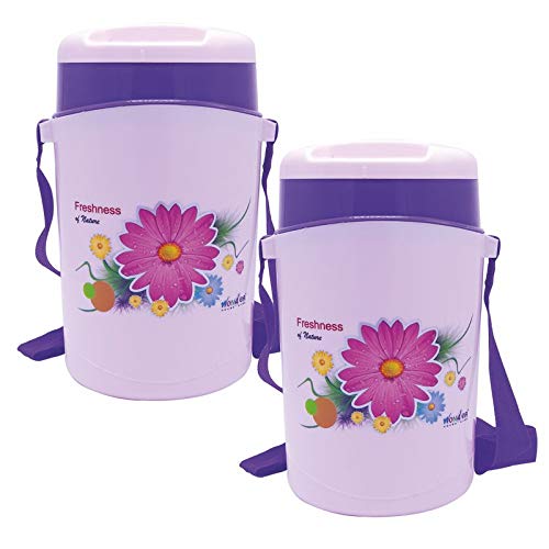 Wonder Plastic Prime Hotline 4 Insulated Office Lunch Box with Stainless Steel Containers, 2 Pc Lunch Box, Voilet Color, Made in India, KBS01164, Standard (HOTLINE_4_2PC_V_PRIME)