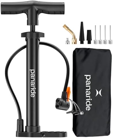 Bike Pump Floor, Advanced Bike Tire Inflator, Bicycle Hand Air Pump with Dual Presta and Schrader Valves, Handheld Pump, Suitable for Road and Mountain Bikes, Baby Stroller, Balls (Portable)