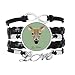 DIYthinker Lond Frente castaña corzos Salvajes Animales Pulsera de Amor Adorno de Cuero Torcido Hilo de muñeca