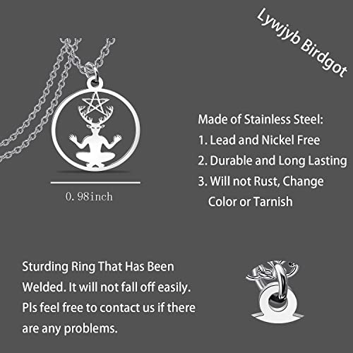 Lywjyb Birdgot Cernunnos Necklace Celtic Mythology Gifts Pentacle Pentagram Pendant Horned God Necklace2